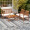 4 Pieces Acacia Wood Conversation Set with Two Armchairs Ideal for Outdoor Use
